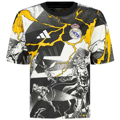Real Madrid Kids Adidas x Marvel Warm Up Shirt 25/26 White/Black