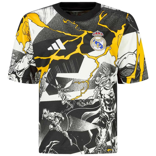 Real Madrid Kids Adidas x Marvel Warm Up Shirt 25/26 White/Black