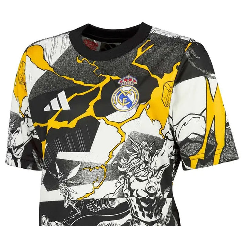 Real Madrid Kids Adidas x Marvel Warm Up Shirt 25/26 White/Black