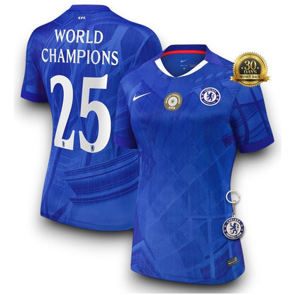 Chelsea Home 25/26 with World Champions 25 printing - Womens
