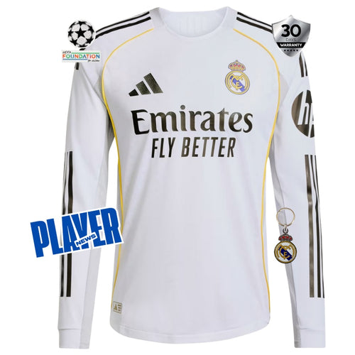 Real Madrid Home Long Sleeve Player Jersey 25/26