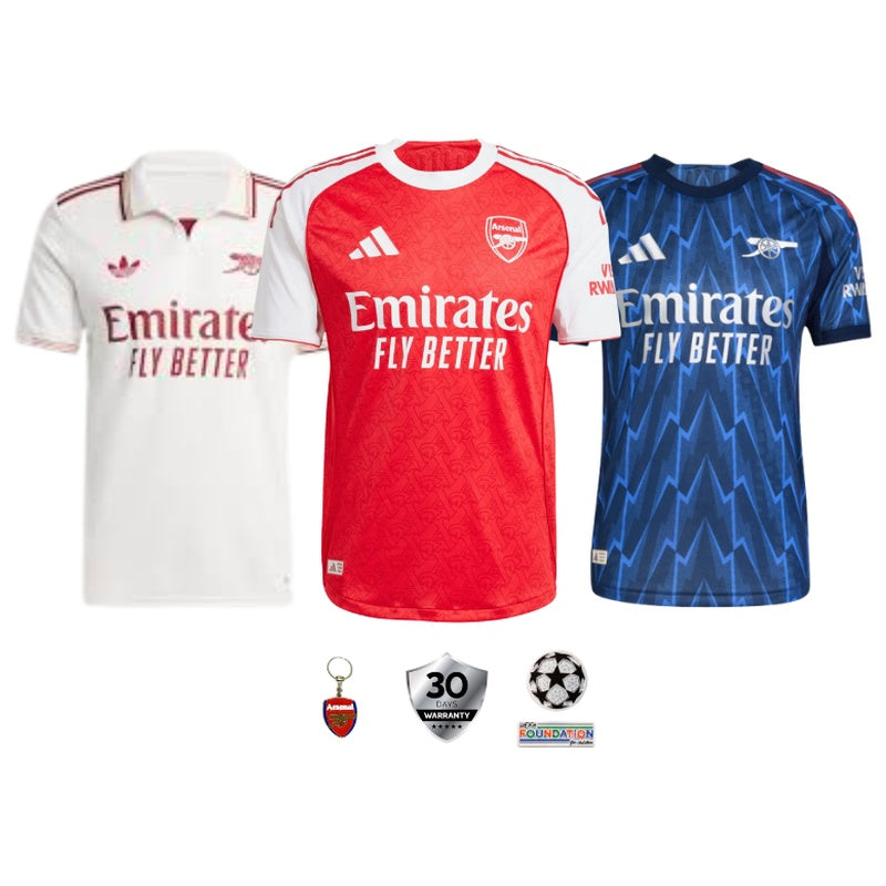 COMBO Arsenal 2025/26 Home, Away and Third Jerseys